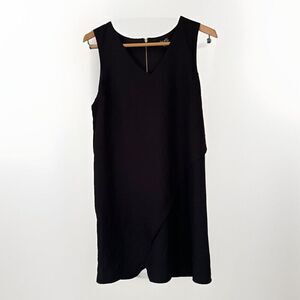 Dee Elly‎ Little Black Dress Womens LARGE Sleeveless Wrap Gold Zipper On Back